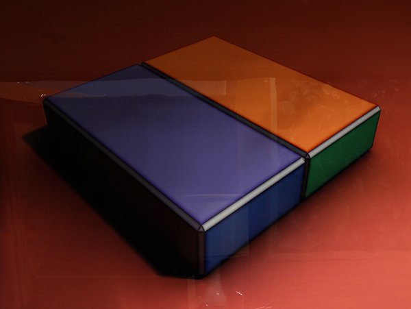 Print, Ronald Davis: Ronald Davis (American, b. 1937), "Two Slab Fifteen," 2005, heat fused pixel dust on brushed aluminum, signed verso, Trial proof II, MPT1113d, Ronald Davis Studio, Arroyo Hondo, New Mexico, label affi