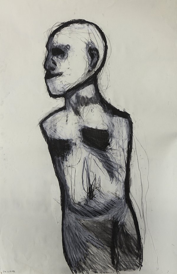 Drawings, Phe Ruiz: (lot of 2) Phe Ruiz (American, b.1965), Solo Figure I (1998) and II (1998), charcoal and chalk on paper, each signed and dated lower lefts, sheets (each unframed): 55.5''h x 36''w. Exhibited Fred Spra