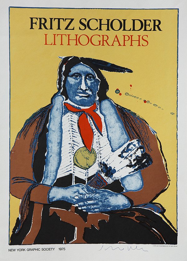 Various prints: (lot of 3) After Fritz Scholder (Native American, 1937-2005), ''Fritz Scholder Lithographs,'' 1975, color lithograph, pencil signed lower right, published by New York Graphic Society; Native American 