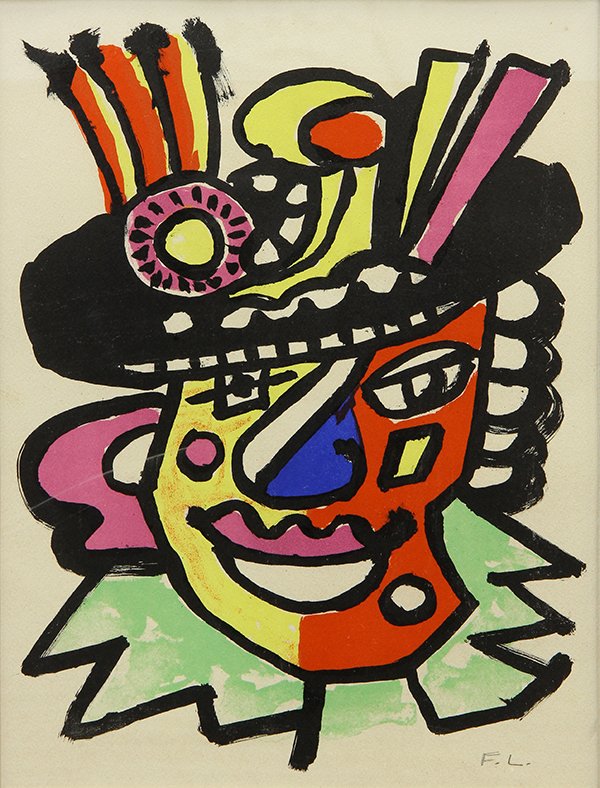 Print, Fernand Léger, Cirque: Fernand Léger (French, 1881-1955), "Portrait of a Clown, from Cirque," 1950, lithograph in colors, initialed in pencil lower right, from an edition of 300, image: 12"h x 9"w, overall (with frame): 19
