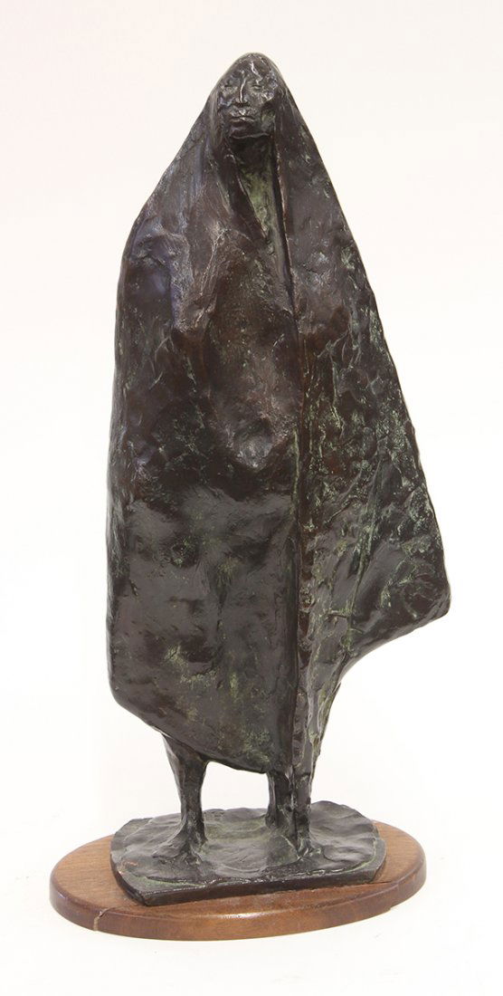 Sculpture, Manner of Francisco Zuniga: Manner of Francisco Zuniga (Mexican, 1912-1998), Standing Woman, 1970, bronze sculpture, mounted on wood base, edition AP, bears signature and date verso, overall (with base): 15.5"h x 7.75"w x 5"d