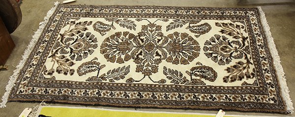Moroccan carpet, in natural wool with all over floral: Moroccan carpet, in natural wool with all over floral decoration, 6'6" x 3'9". Provenance: From the estate of Edward Gerber