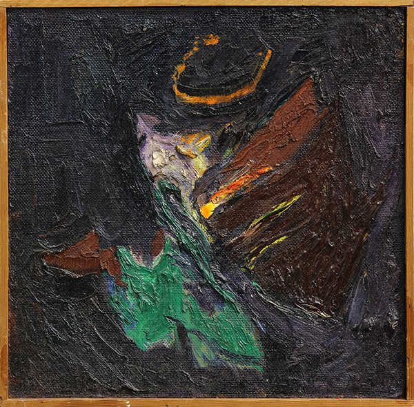 Painting, Howard Foote: Howard Foote (American, 20th century), Untitled, oil on board, signed verso, overall (with frame): 16''h x 16.5''w. Provenance: From the private collection of Jose Ramon Lerma (American, b.1930)