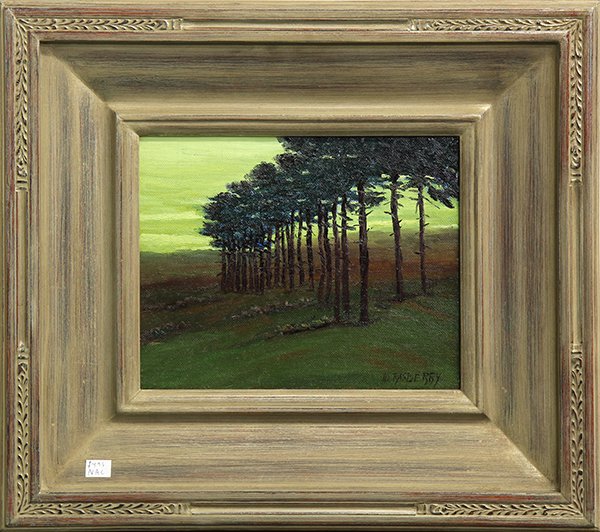 Painting, Jesse Don Rasberry: Jesse Don Rasberry (American, b. 1940), Twilight, oil on canvas, signed lower right, overall (with frame): 16"h x 18"w