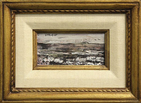 Painting, Pascal Cucaro: Pascal Cucaro (American, 1915-2004), Abstract Landscape, oil on masonite, signed upper left, overall (with frame): 11.5"h x 15.5"w