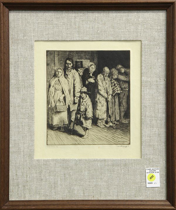 Print, William Strang, The Causes of the Poor: William Strang (Scottish, 1859-1921), "The Causes of the Poor," 1893, pencil signed lower right, David Strang impr. pencil signd lower left, overall (with frame): 19.5"h x 16.5"w. Provenance: Barclay
