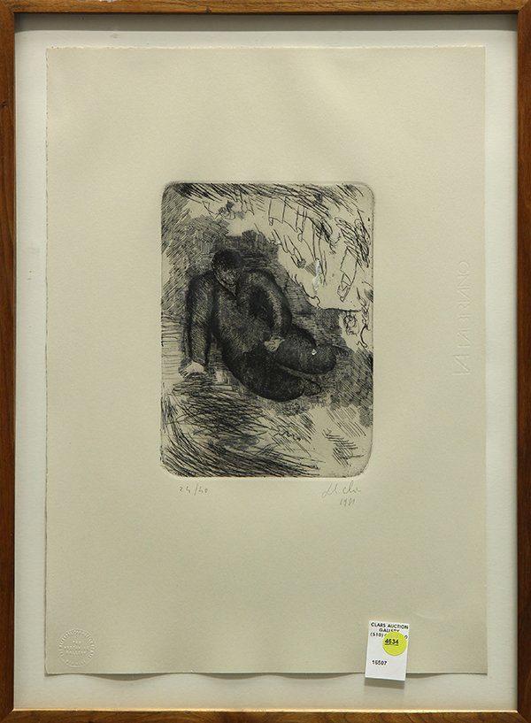 Print, Sandro Chia, Man Holding a Bit of Himself: Sandro Chia (Italian, 1946), Man Holding a Bit of Himself, 1981, etching, pencil signed lower right, edition 24/40, "The Metropolitan Museum of Art, the Mezzanine Gallery, New York," embossed lower le