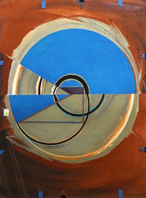 Work on paper, John Pearson: John Pearson (California, Contemporary), Untitled, pastel on paper, signed lower right, gallery label affixed verso, overall (with plexiglass): 50"h x 38.25"w