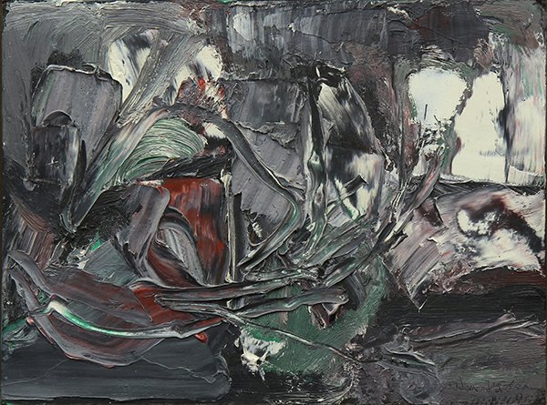 Painting, William McLean: William McLean (American, Contemporary), Untitled (Abstract), 1958, oil on panel, signed lower right, panel: 9''h x 12''w, overall (with frame): 10.25''h x 13.25''w