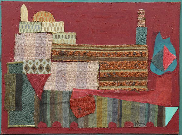 Mixed media, Jean Varda: Jean Varda (Greek/American, 1893-1971), Untitled (cityscape), 1950, mixed media on board, signed lower right, John Natsoulas Gallery (Davis, CA) title label affixed verso, sight: 19.25''h x 24.25''w,