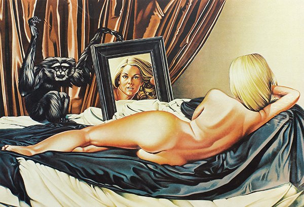 Print, Mel Ramos, Velazquez Vision: Mel Ramos (American, b. 1935), Velazquez Vision, 1981, color lithograph, pencil signed lower right, edition AP 32/35, image: 16"h x 23.5"w, sheet: 20"h x 27.25"w