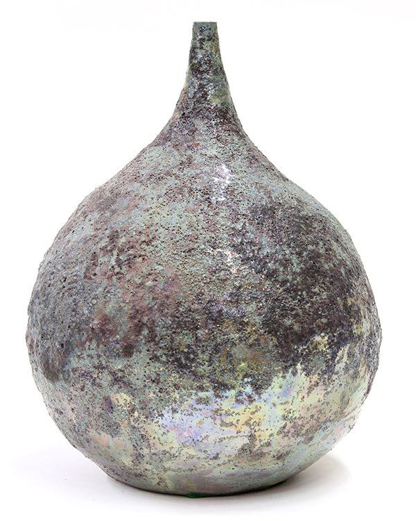 Sculpture by Beatrice Wood: Beatrice Wood (American, 1893-1998), Vessel, earthenware sculpture, signed, sculpture: 11.5"h x 8.25"w x 8.25"d