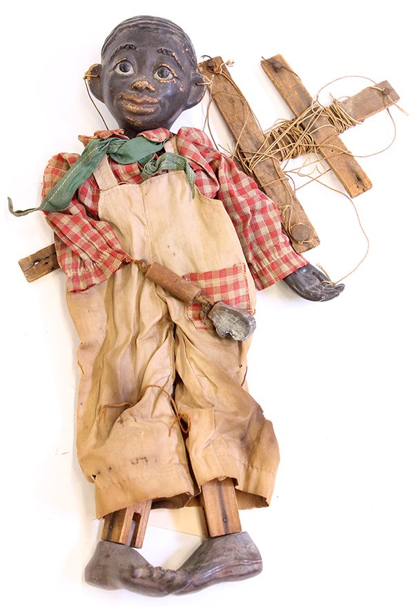 Black Americana Clippo Club member 'Lucifer' marionette: Black Americana Clippo Club member 'Lucifer' marionette, circa 1930, designed by Virginia Austin and made by Effanbee Co, **Virginia Austin Curtis was a Chicago area puppeteer who made puppets in the 