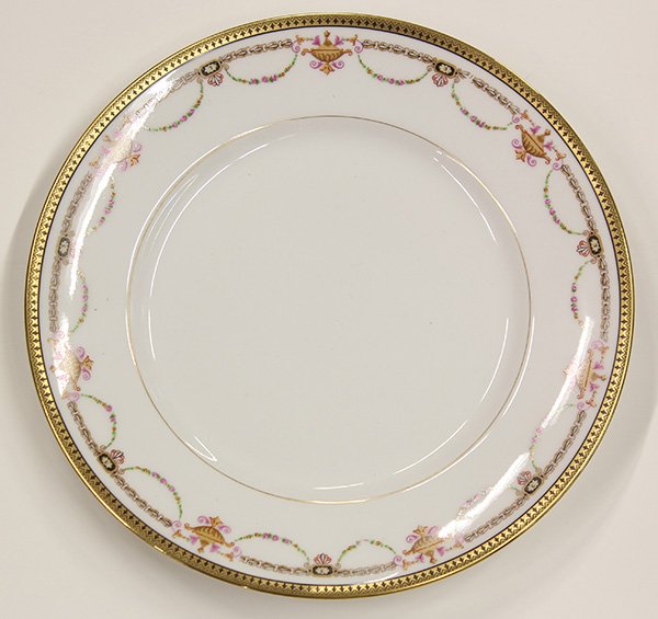 (lot of 94) Limoges porcelain partial table service for: (lot of 94) Limoges porcelain partial table service for twelve, comprising (12) dinner plates, 9.5"dia; (12) luncheon plates, (12) salad plates, (11) bread and butter plates, (12) cream soup bowls, (1