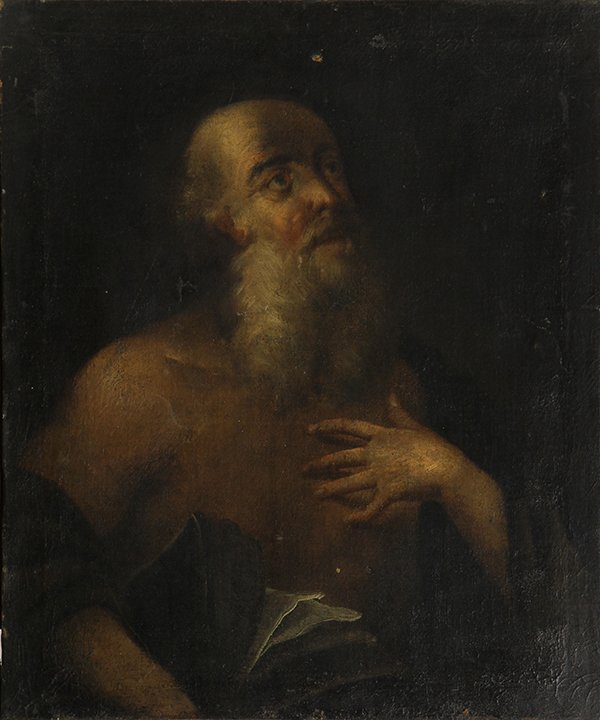 19th century painting: European School (19th century), St. Jerome, oil on canvas, unsigned, canvas (unframed): 30.5''h x 25.5''w