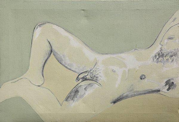 Painting, Jose Ramon Lerma: Jose Ramon Lerma (American, b. 1930), ''Male Nude,'' 1976, oil on canvas, signed, titled and dated verso, canvas (unframed): 21.25'h x 30.25''w. Provenance: from the artist's personal collection
