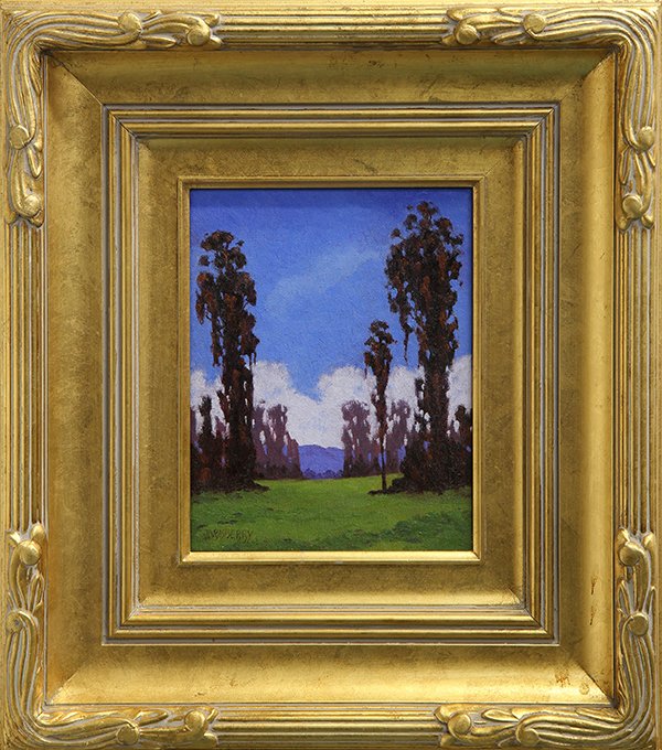 (lot of 2) Jesse Don Rasberry (American, b: (lot of 2) Jesse Don Rasberry (American, b. 1940), "Poppies and Lupine" and "Purple Mountain Vista," oils on canvas, each signed lower left, overalls each (with frames): 20"h x 17.5"w