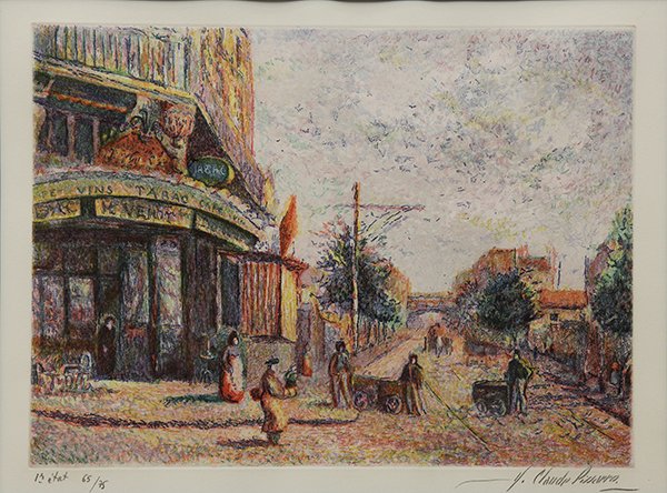 Print, Henri Claude Pissaro: Henri Claude Pissaro (French, b. 1935), "Avenue of the Street Venders," 1992, engraving with aquatint, signed lower right, editioned lower left, edition 65/75, image: 14.5"h x 19.5"w, overall (with fr