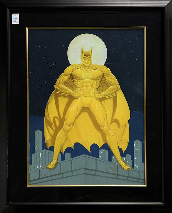Print, Bob Kane, Golden Batman: Bob Kane (American, b. 1921), Golden Batman, serigraph, signed in gold lower right, edition 226.500, overall: 37"h x 30.5"w