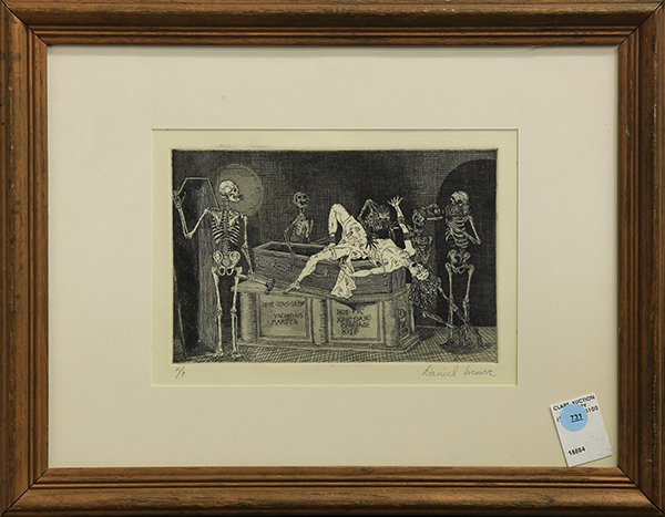 Print, Daniel Weaver, Revenge of the Dead: Daniel Weaver (American, 20th/21st c.), Revenge of the Dead, 1988, etching, pencil signed lower right, edition A/P, exhibited: Mission Cultural Center Day of Dead Exhibition Dia De Los Muertos Nov. 19