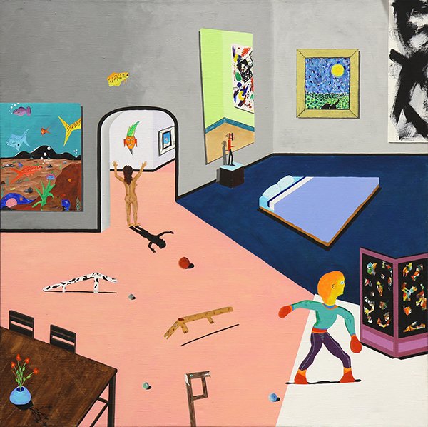 Painting, Art Drama, 1985: American School (20th century), "Art Drama," 1985, acrylic on canvas, signed "Todd," titled and dated verso, overall (with frame): 48"h x 49"w. Provenance: The David C. and Sara Jean Ruttenberg Collec