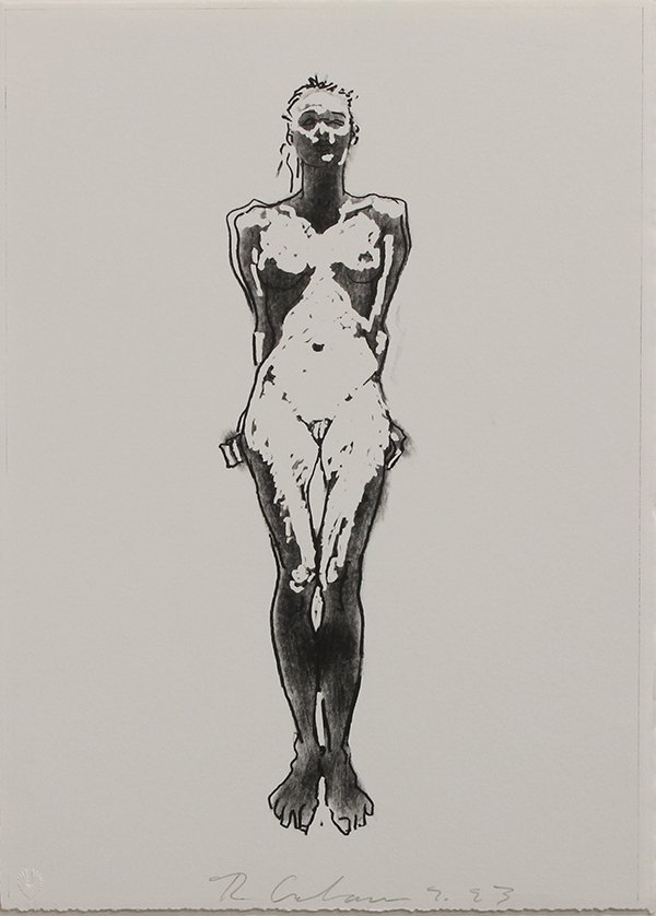 Print by Robert Graham: Robert Graham (Mexican/American, 1938-2008), Untitled, Nude 1993, lithograph, signed and dated in pencil lower center, blind stamp lower left, sheets: 15''h x 10.75''w, overall (with mat): 20''h x 16'