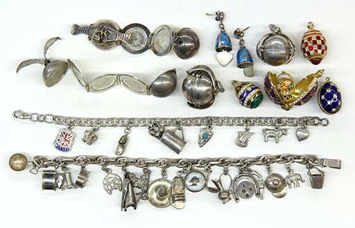 Collection of charm bracelets and charms