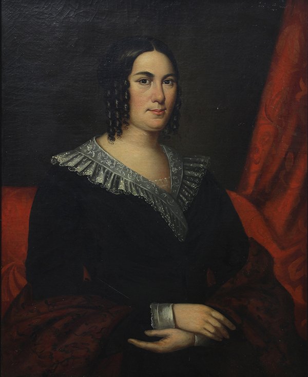 Paintings, Portraits of a Husband and Wife: (lot of 2) Continental School (19th century), Portraits of a Husband and Wife, oils on canvas, unsigned, canvases: 36"h x 29"w, overalls (with frames): 37.5"h x 32"w