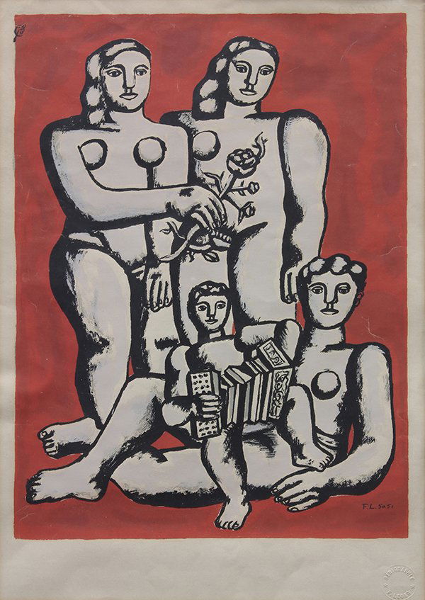 Print, Fernand Léger: Fernand Léger (French, 1881-1955), Figures (Untitled from Album of 10), 1950-51, screenprint, embossed stamp lower right, signed within plate lower right, edition 231/1000, image: 18"h x 13"w, overal