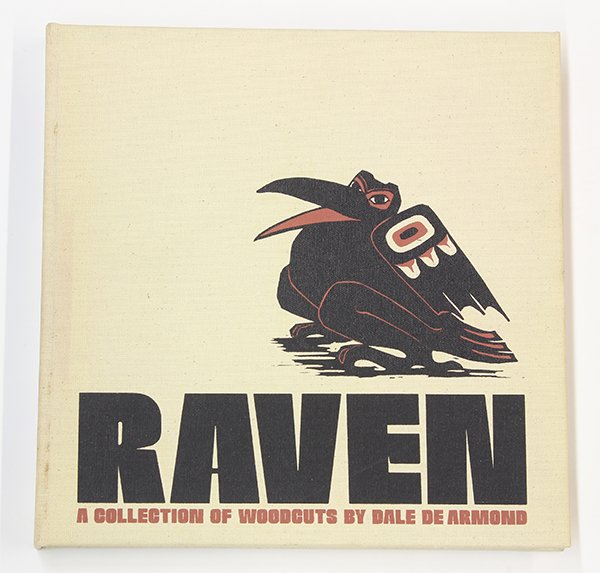 Print Portfolio, Dale Burlison De Armond, Raven: Dale Burlison De Armond (American, 20th c.), "Raven," 1975, a portfolio of woodcuts, frontispage signed by artist and numbered 548/1250, published by Alaska Northwest Publishing Co. Anchorage, AK, ove