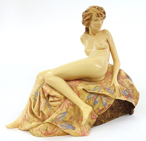 Sculpture by Frank Gallo: Frank Gallo (American, 1933), "Awakening Beauty," circa 1988, resin sculpture, signed lower left, edition 67/300, Argus Fine Arts Corp. (Eugene, OR) title label affixed bottom, overall: 14.5"h x 16"w
