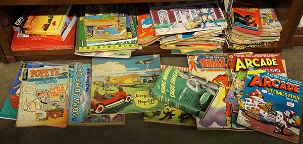Collection of comic magazines and children books: (lot of 60) Collection of comic magazines and childrens books including Walt Disney, Looney Tunes, Archie, Hanna-Barbera, Li'l Genius, Sparkle Comics, Fantastic Four, Amazing Spider-Man, Superman, Roy