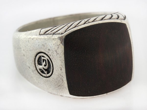 Gentleman's David Yurman exotic wood ring: Gentleman's David Yurman exotic wood ring mounted in sterling silver, stamped copyright D.Y. 925, size 11 1/4, weighs 20.9 grams