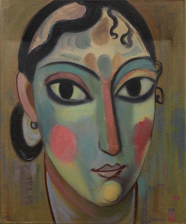 Paintings, Assorted Portraits and Abstract Composition: (lot of 6) Assorted Portraits and Abstract Composition, (two after George Luks and Vincent van Gogh) , oils on canvas and board, unsigned, 20th century, largest canvas (all unframed): 24"h x 20"w