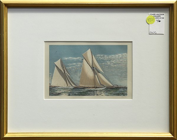 Prints, After Worden G. Wood: (Lot of 6) After Worden G. Wood (American, 1880 - 1943), Various Portraits of New England Ships, lithographs, printed by Thomas Lawson, Boston, overalls (with frame/each): 12.25"h x 15"w