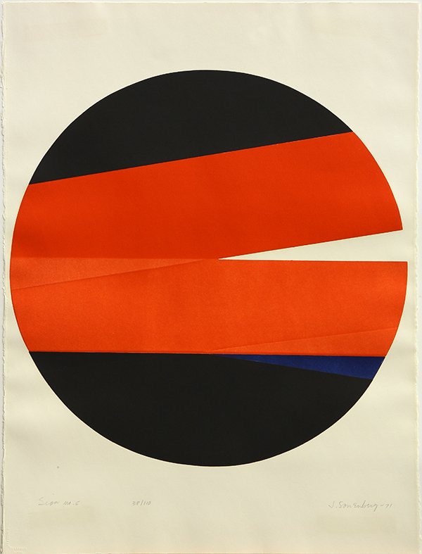 Prints, Will Mentor and Jack Sonenberg: (lot of 2) Will Mentor (American, b. 1958), Abstract Composition, 1990, color etching, initialed and dated lower right, edition 13/75, sheet (unframed): 33.5"h x 24.25"w and Jack Sonenberg (American,