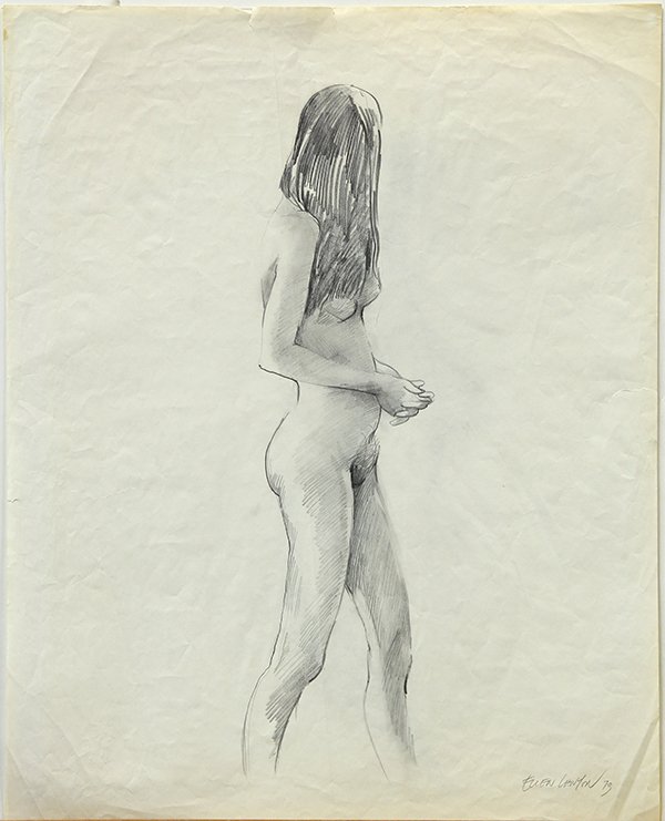 3 drawings by Ellen Lanyon: (lot of 3) Ellen Lanyon (American, b. 1926), Nudes, 1973/1979, charcoal and pencil on paper drawings, each signed and dated, sheets (all unframed): 24''h x 19''w. Provenance: The David C. and Sarajean