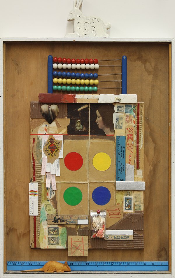 Assemblage by Jose Ramon Lerma: Jose Ramon Lerma (American, b.1930), ''A Child's Game,'' 1993-94, assemblage, signed, titled and dated verso, overall: 34.5''h x 21.5''w x 2.25''d. Provenance: From the artist's collection