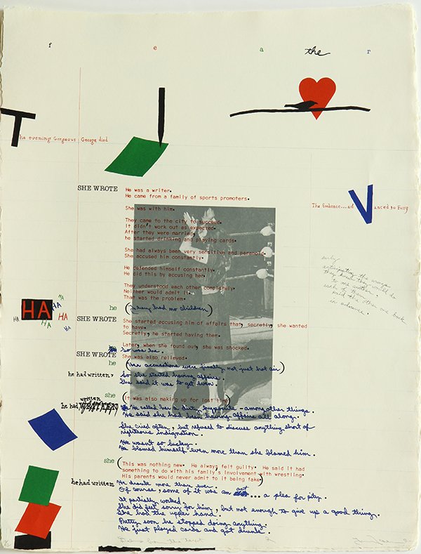 Prints by Terry Allen: (lot of 4) Terry Allen (American, b.1943), ''Debris from the Text-R,'' ''Debris from the Text-I,'' ''Debris from the Text-G'' and ''Debris from the Text-N,'' 1981, color lithographs, each signed in pe