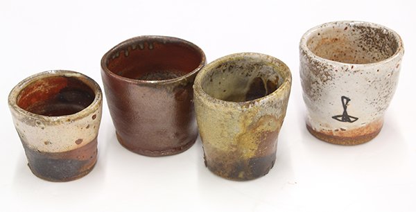 (lot of 4) Robert Brady art pottery cups: (lot of 4) Robert Brady art pottery cups