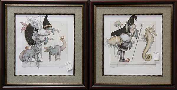 Prints, Michael Parkes, The Little Collectors: (lot of 12) Michael Parkes (American, b. 1944), The Puppet Collector, The Egg Collector, the Seahorse Collector, The Frog Collector, The Mouse Collector, the Lotus Collector, and See No Evil, amongst 