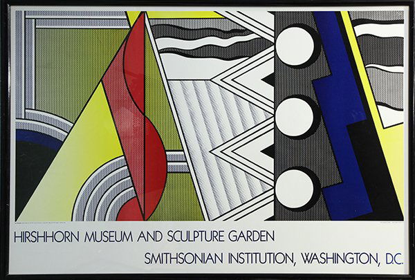 Poster, After Roy Lichtenstein: After Roy Lichtenstein (American, 1923-1997), "Roy Lichtenstein Hirshorn Museum and Sculpture Garden, Smithsonian Institution, Washington D.C.," 1987, color lithograph exhibition poster, overall (with