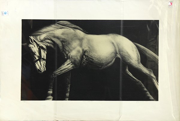 Print by Joseph Piccillo: Joseph Piccillo (20th century), ''Edge Event I,'' 1982, lithograph, signed and dated lower right, edition 10/45, published by Landfall Press (Chicago, IL), overall: 32''h x 47''w. Provenance: The Davi