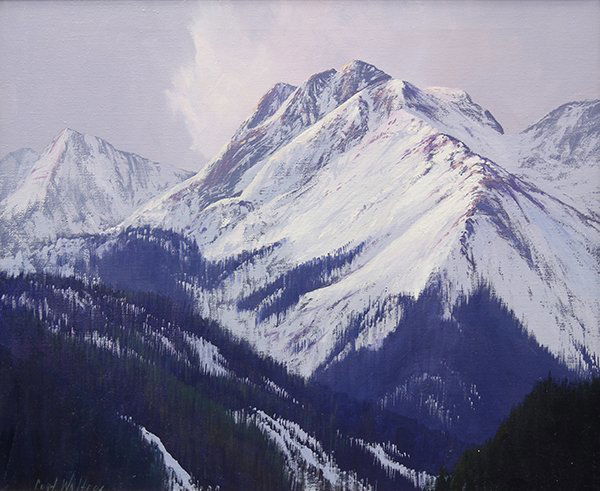 Painting, Curt Walters: Curt Walters (American, b. 1950), "Molas Morning," oil on canvas, signed lower left, titled verso, canvas: 20"h x 24"w, overall (with frame): 24.5"h x 28.75"w. Note: Accompanied by letter of authentic