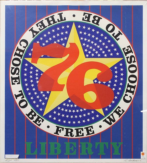 Print, Robert Indiana, Liberty 76: Robert Indiana (American, b. 1928), Liberty 76, 1974-1975, silkscreen in colors, pencil signed lower right, edition AP 9/10, published by Lorillard, printed by Styria Studio, image: 37.75"h x 34"w, sh