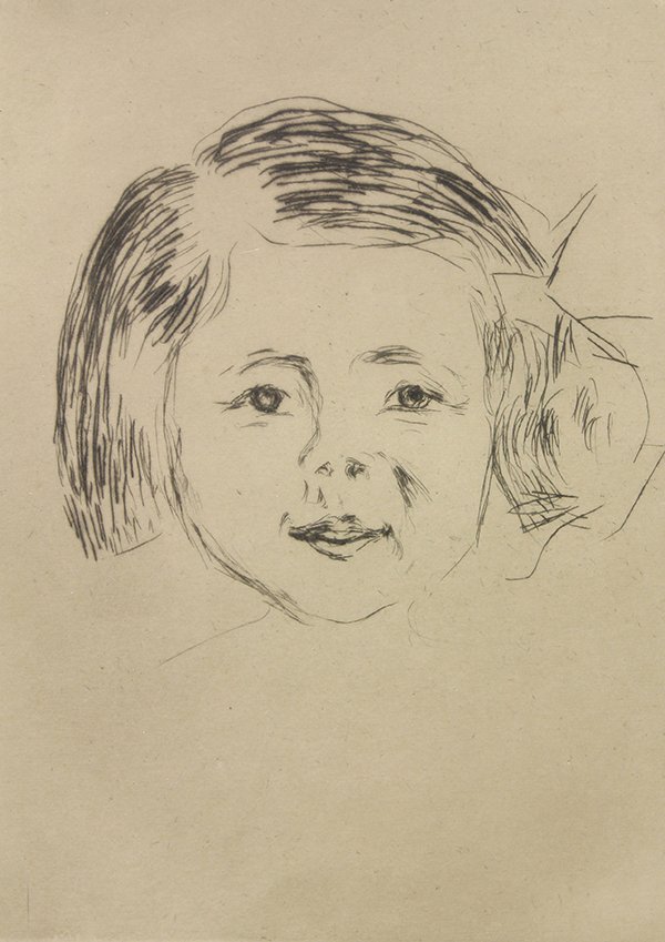 Print, Edvard Munch, Herbert Esches daughte: Edvard Munch (Norwegian, 1863-1944), "Kinderkopf" Herbert Esches daughter, 1905, drypoint etching, as published in Zeiitschrift fur Bildende Kunst, printed in 1908 in booklet 6, image: 6.5"h x 4.75"w,