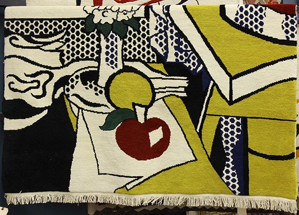 Nepalese carpet, having a Lichtenstein style design,: Nepalese carpet, having a Lichtenstein style design, 6'9" x 5'9". Provenance: From the estate of Edward Gerber