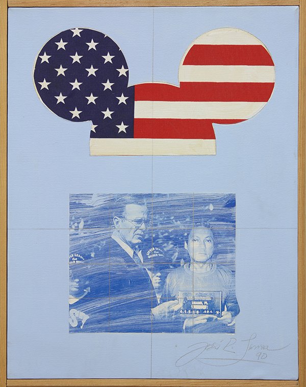 Mixed media painting by Jose Ramon Lerma: Jose Ramon Lerma (American, b.1930), ''Tamale Coke'' 1990, mixed media on canvas, signed and dated lower right, signed, titled and dated verso, canvas: 18''h x 14''w, overall: 19''h x 15''w, Provenanc
