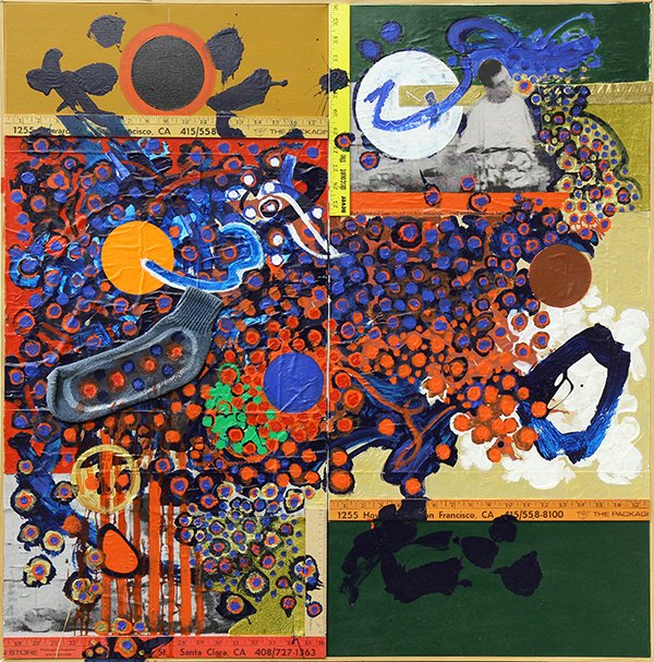 Assemblage, Jose Ramon Lerma: Jose Ramon Lerma (American, b.1930), ''Call to Mohammad,'' 2001, acrlyic and mixed media assemblage, signed, titled and dated verso, overall: 36.5''h x 36.5''w. Provenance: From the artist's collectio