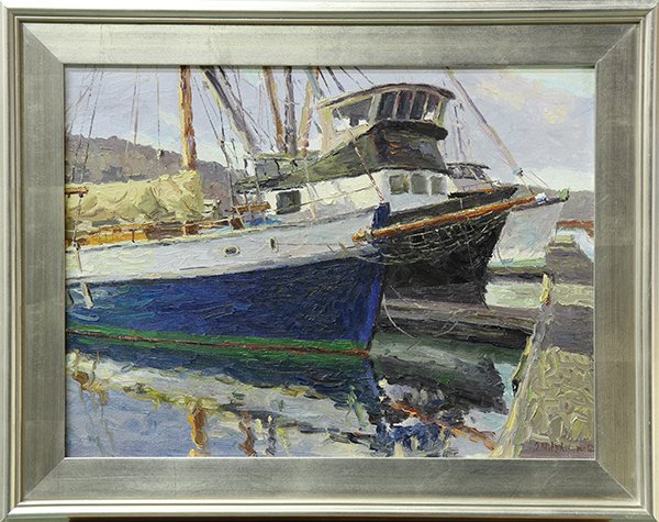 Painting, Oleg Ulitskiy: Oleg Ulitskiy (Ukrainian, b. 1965), "Bows," 2012, oil on linen, signed and dated lower right, canvas: 18"h x 24"w, overall (with frame): 23.25"h x 29"w